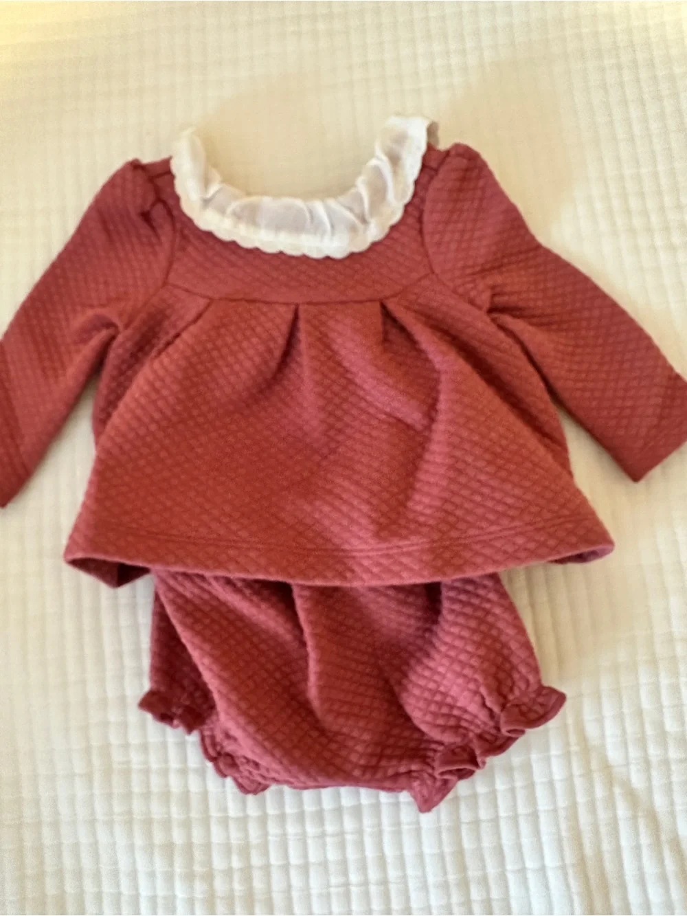 Baby Girls' Quilted Rust Pink Top & Bloomers Set